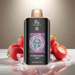 Fumot Tornado 25000 Puffs Zemeņu Ledus, HD Ekrāns, 700mAh, 20ml, Type-C